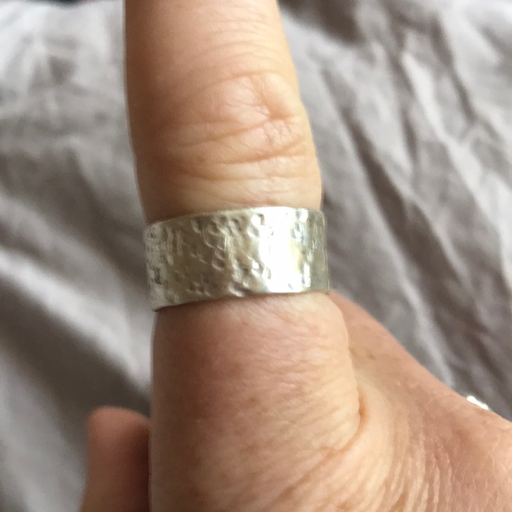 Sterling silver hammered band ring